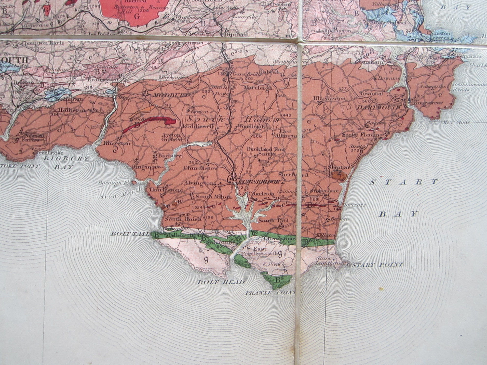 England - South Devon - South Dorset - Dartmoor - Geological Map - Curiosity - Folding map