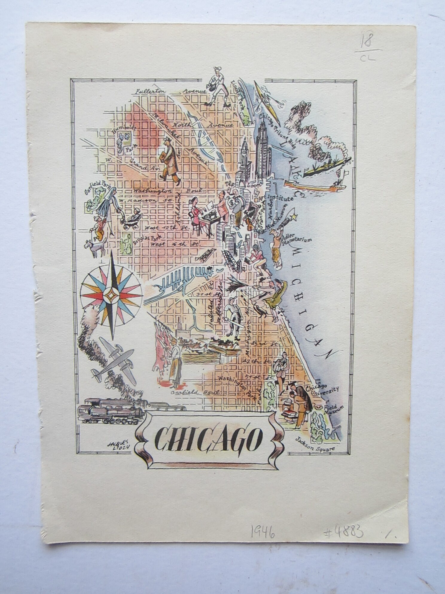 America - USA - Chicago- Pictorial map