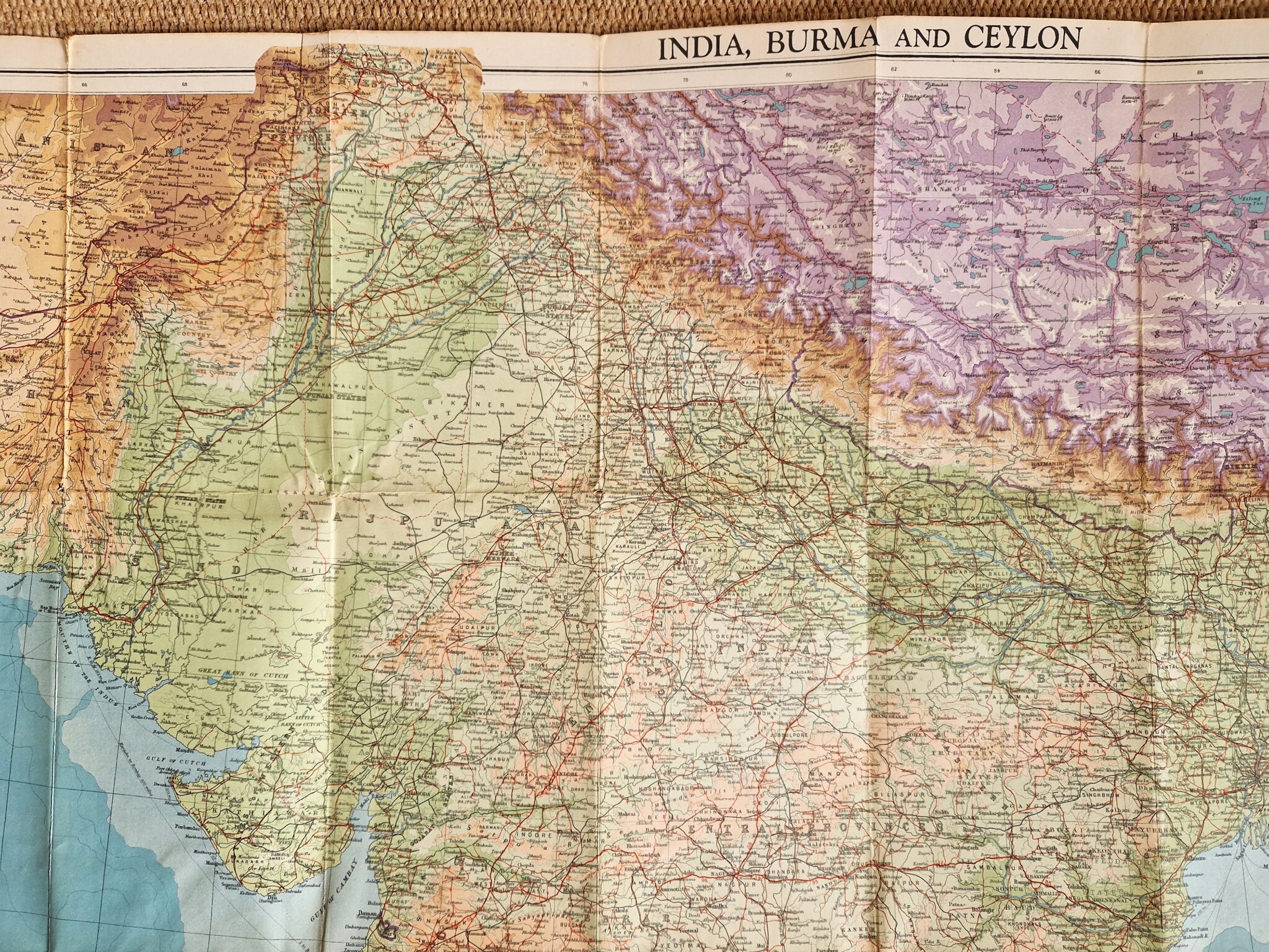 Asia - India - Burma - Ceylon - folding map - vintage map - Map Woman
