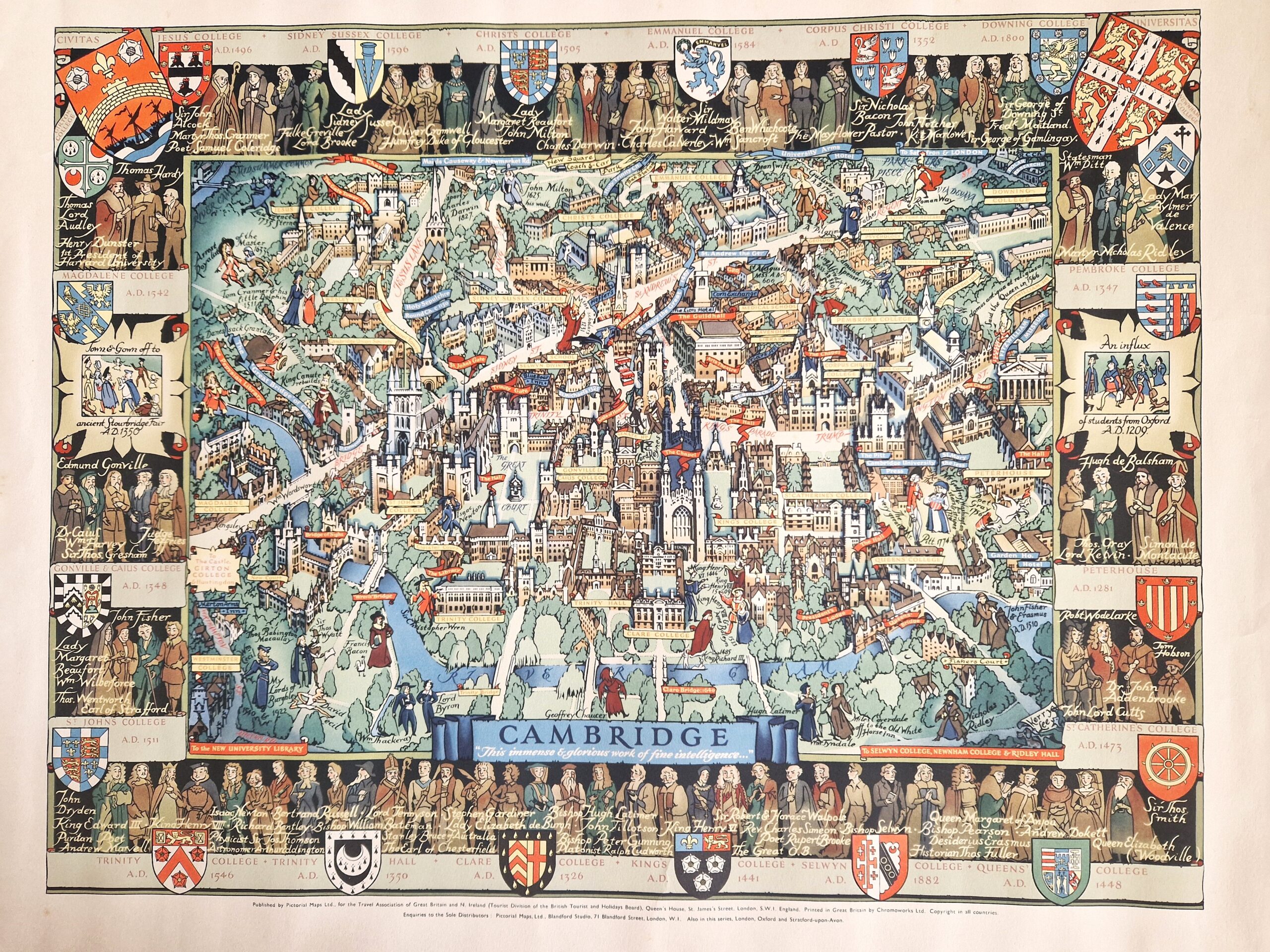 Cambridgeshire - Cambridge - Pictorial Map - Image 3